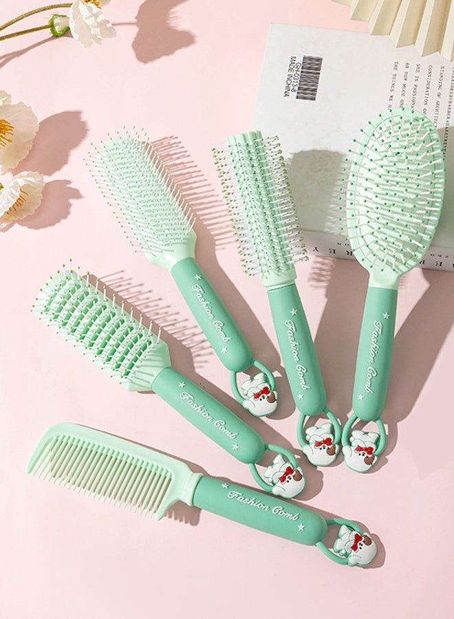 Aimayapet 5PCS Hair Brush Set, 5Pcs Hair Brush Comb Set with Detangling Nylon Pins, Detangling Hairbrush For Women for Reduces Frizz, Hair Combs Hair Dryer Brush Styling Brush,  Wet Dry Brush Cushion Hair Combs for Women, Men, Kids - Image 3